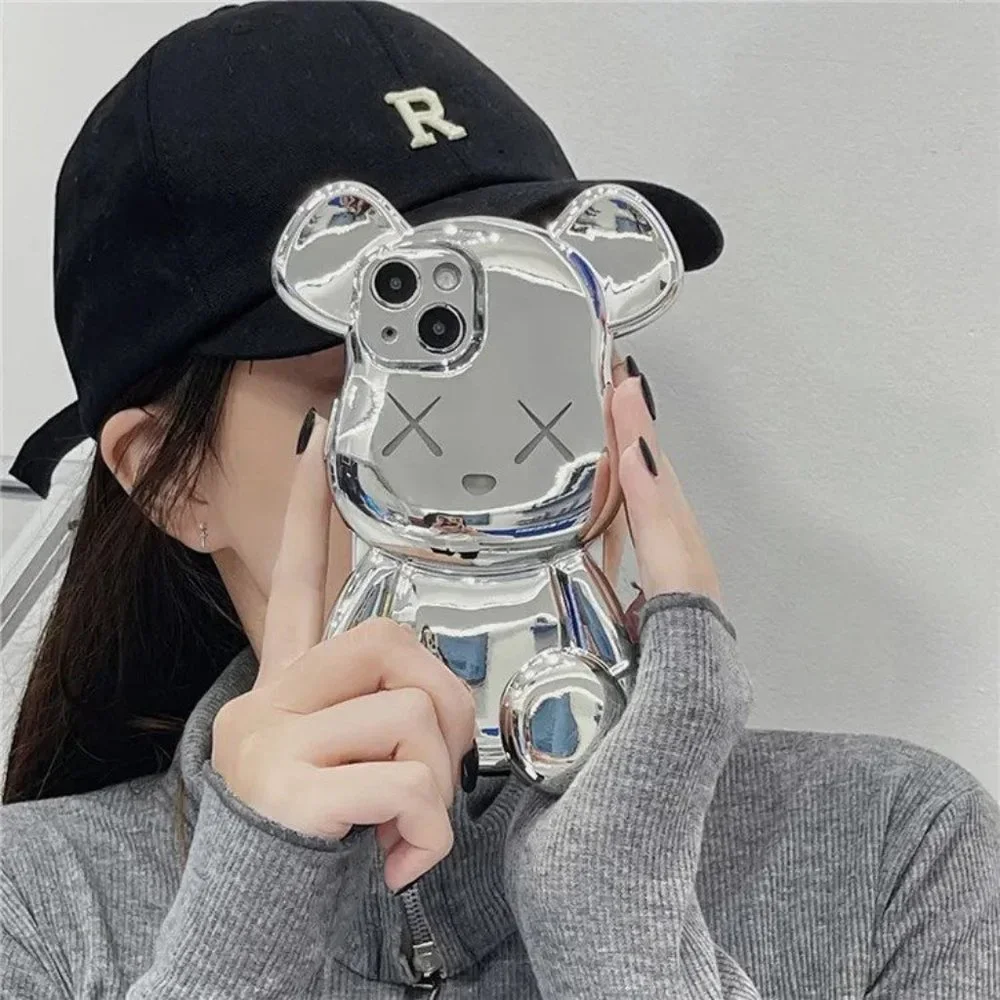 Cartoon 3D Cute Bear Crossbody Pendant Chain Phone Case (iPhone 14)